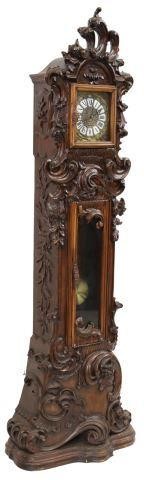 Appraisal: French Rococo style case clock th c carved walnut case