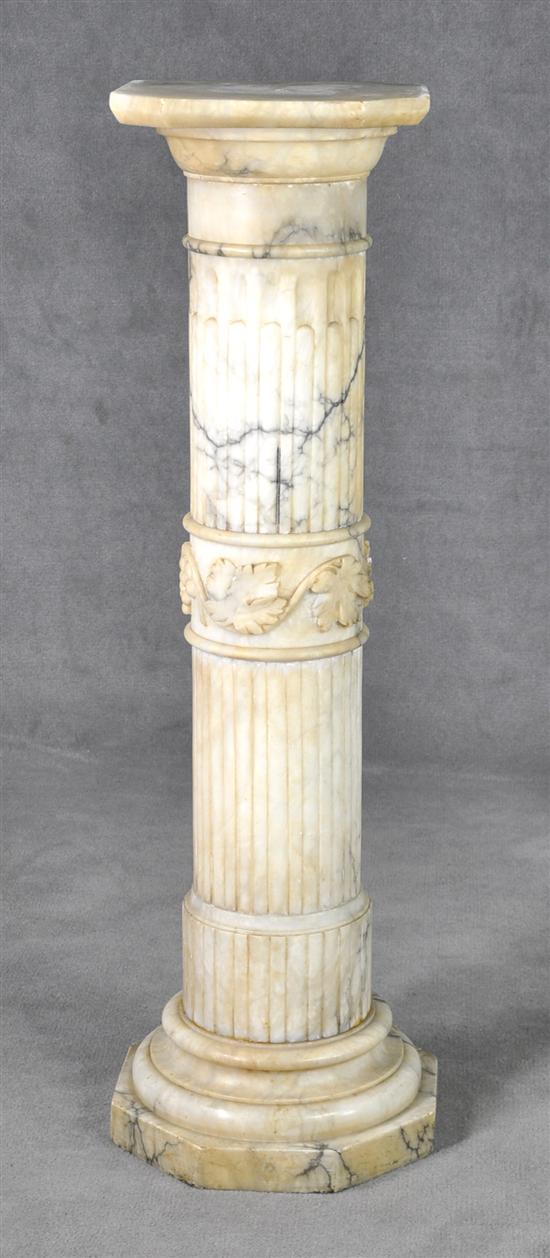 Appraisal: Veined Marble Classical Column Circa With octagonal plinth below stop-fluted