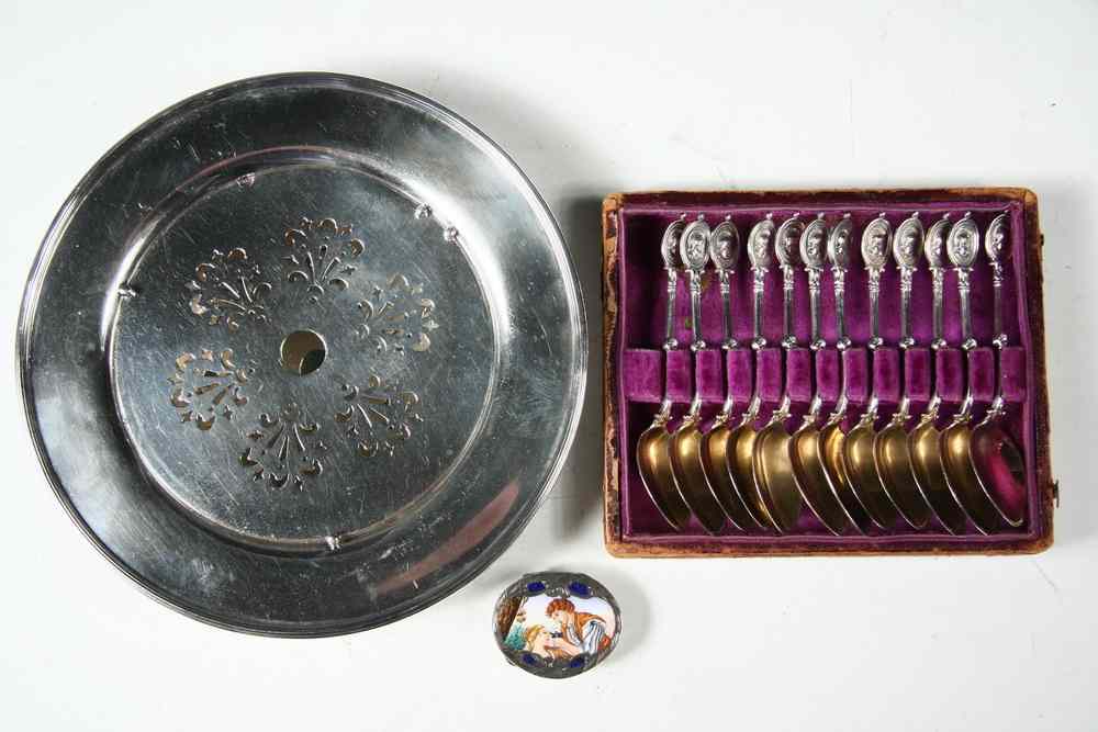 Appraisal: SILVER LOT - Includes an engraved silver oval box with