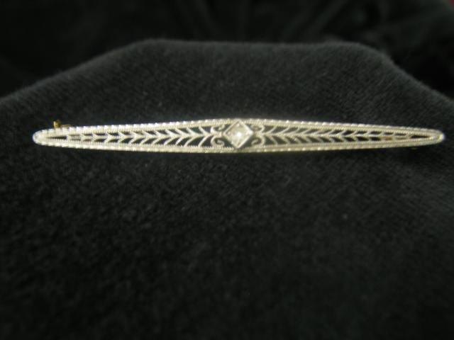 Appraisal: k Diamond Bar Pin white yellow gold filagree setting