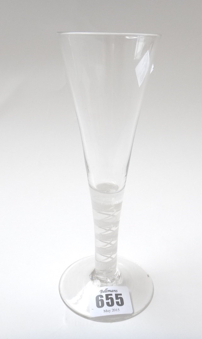 Appraisal: A tall opaque twist wine glasss circa the drawn trumpet