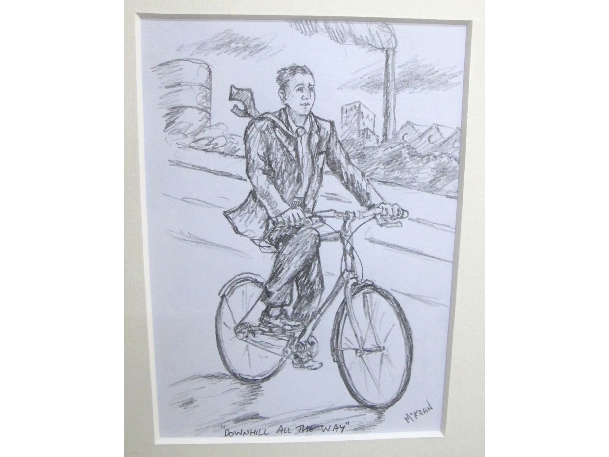 Appraisal: GRAHAM McKEAN 'Downhill all the Way' signed pencil drawing