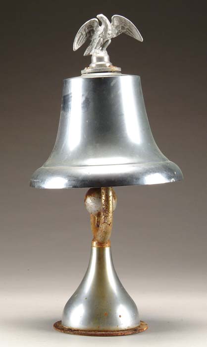 Appraisal: SHIP S BELL WITH EAGLE FINIAL Silver colored ship s