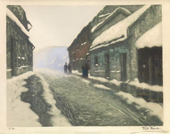 Appraisal: FRITZ THAULOW Tovaer Color aquatint circa x mm x inches