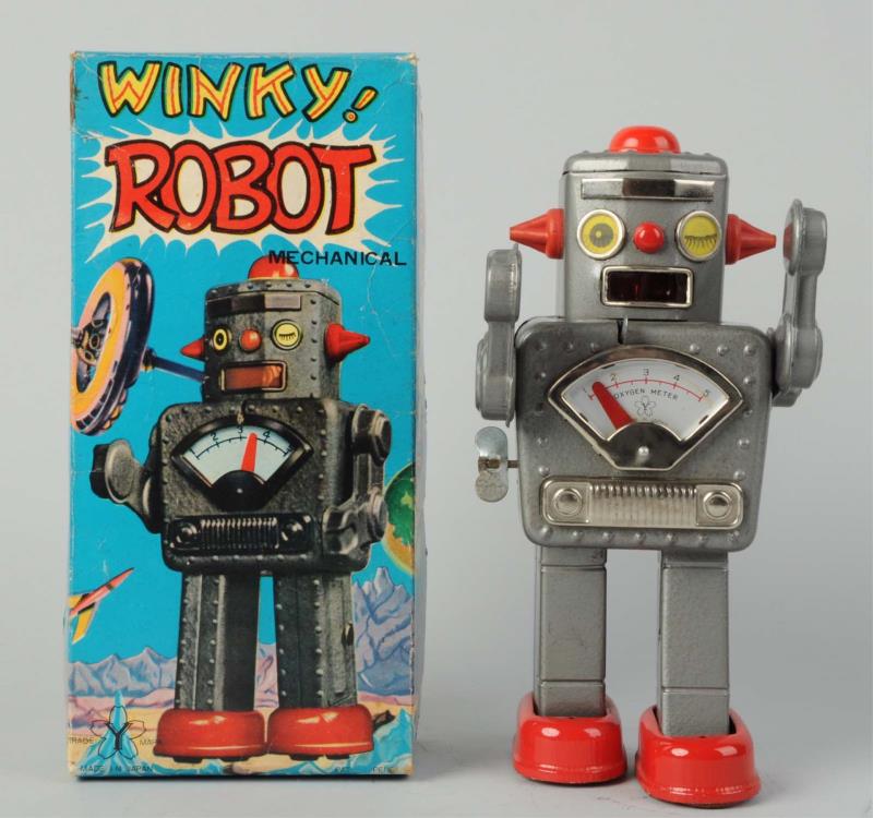 Appraisal: Japanese Tin Litho Wind-Up Winky Robot O B In original