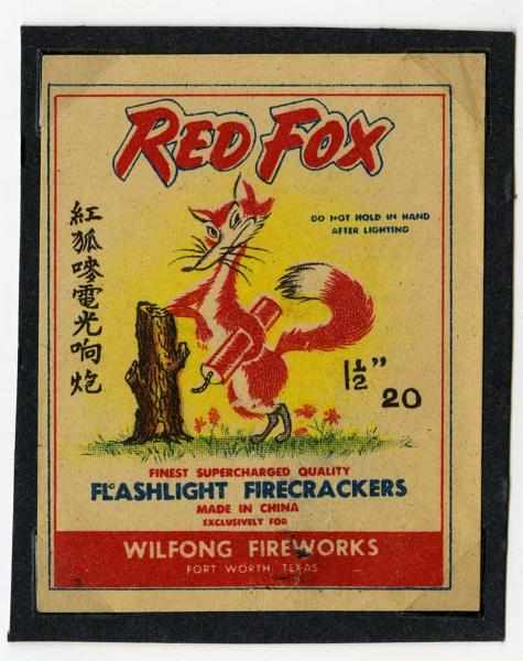 Appraisal: Red Fox -Pack Firecracker Label Class Manufactured by Wilfong Fireworks