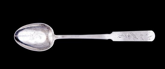 Appraisal: Chinese Export silver spoon circa shaped handle with floral engraving