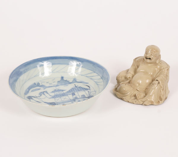 Appraisal: Lot of Asian ceramic pieces Chinese Hotei Buddha salt glaze