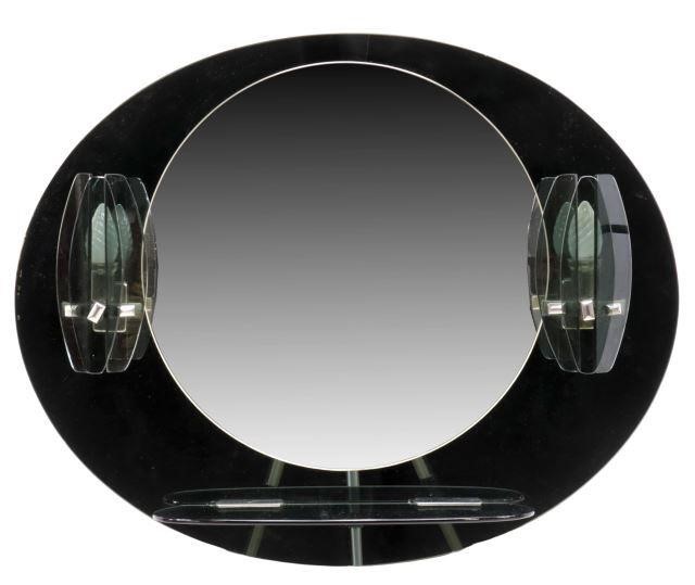 Appraisal: Italian mid-century bathroom mirror set c s round mirror flanked