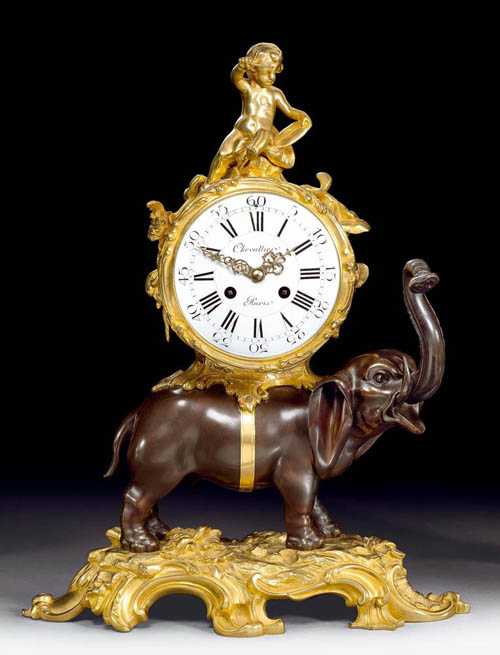 Appraisal: MANTEL CLOCK A L'ELEPHANT late Louis XV after a model