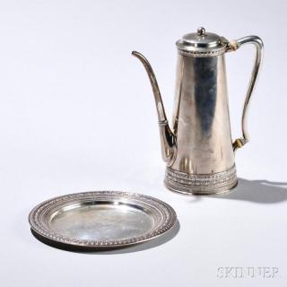 Appraisal: Tiffany Co Sterling Silver Coffeepot and Plate New York -