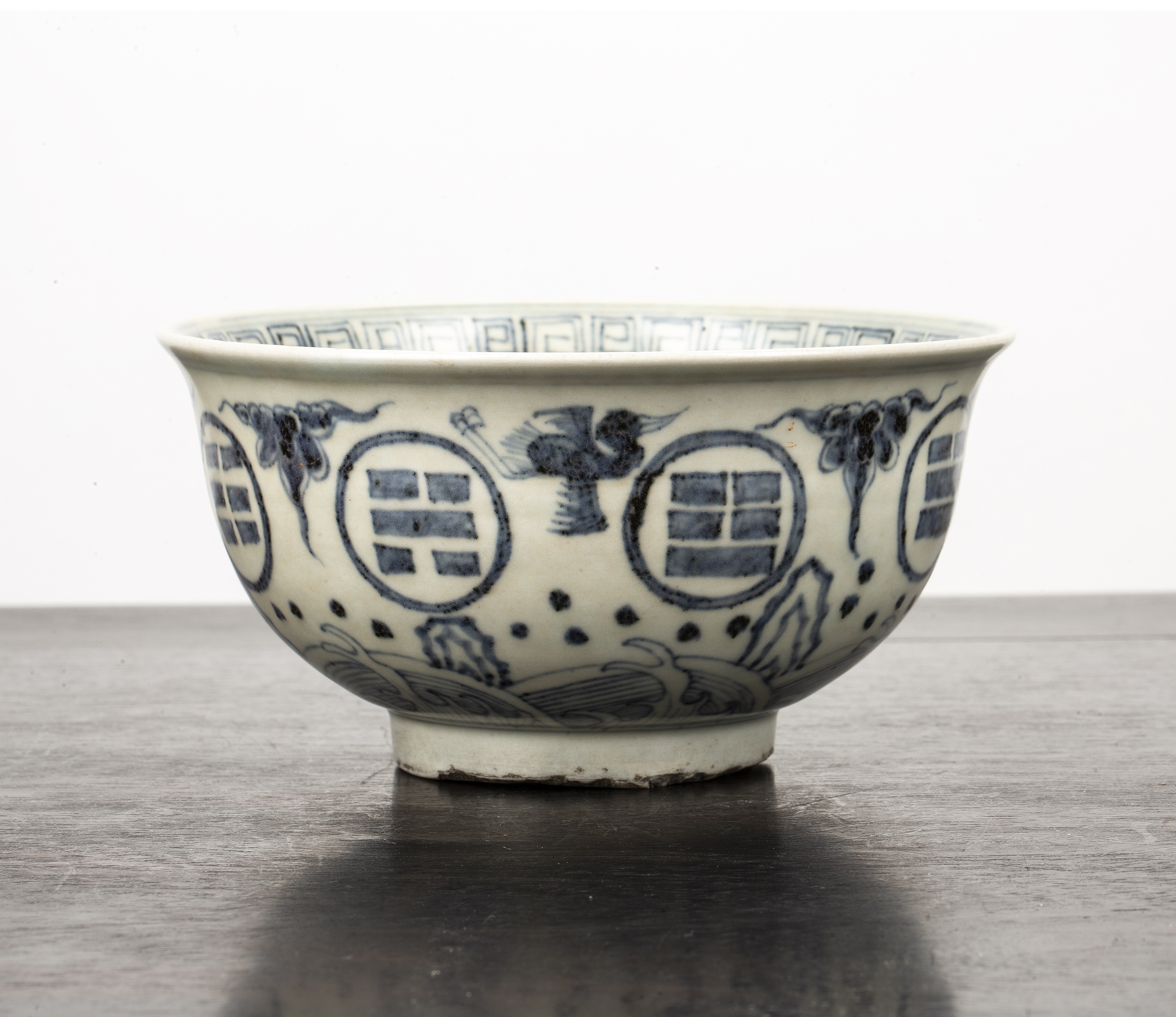 Appraisal: Blue and white bowlChinese th th Century with Buddhistic symbols