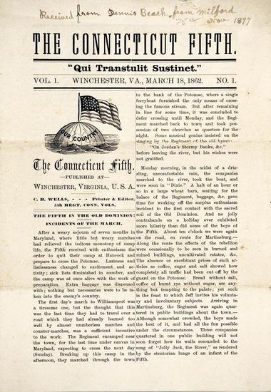 Appraisal: VIRGINIA - Shenandoah Valley Campaign The Connecticut Fifth Winchester VA