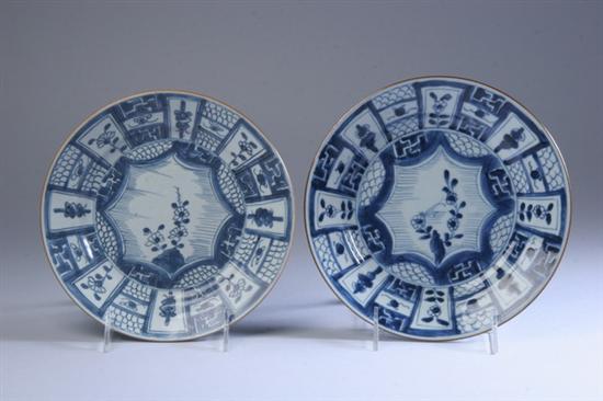 Appraisal: TWO CHINESE BLUE AND WHITE PORCELAIN PLATES Kangxi period Painted