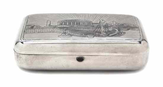 Appraisal: A Russian Niello Silver Cigarette Case Moscow of rectangular form