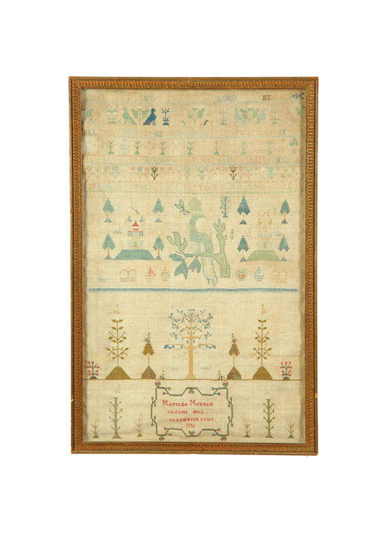 Appraisal: ENGLISH SAMPLER Matilda Moxham Crooms Hill Greenwich Kent silk on