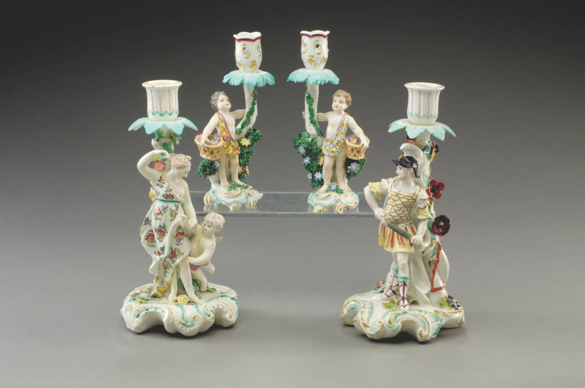 Appraisal: PAIR OF PORCELAIN CANDLESTICK FIGURES OF MARS AND VENUS WITH