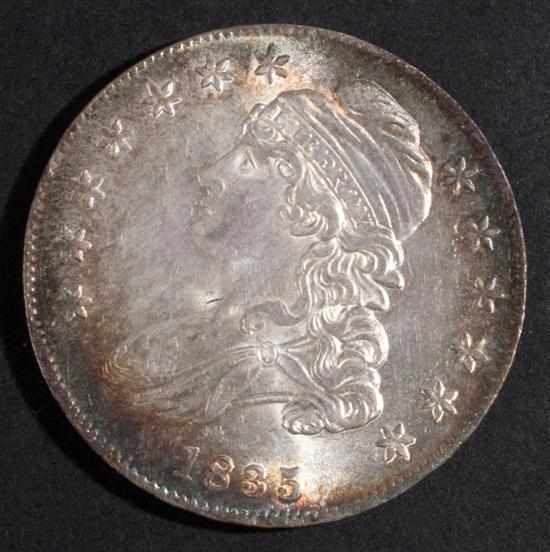 Appraisal: United States capped bust type silver half dollar AU- with