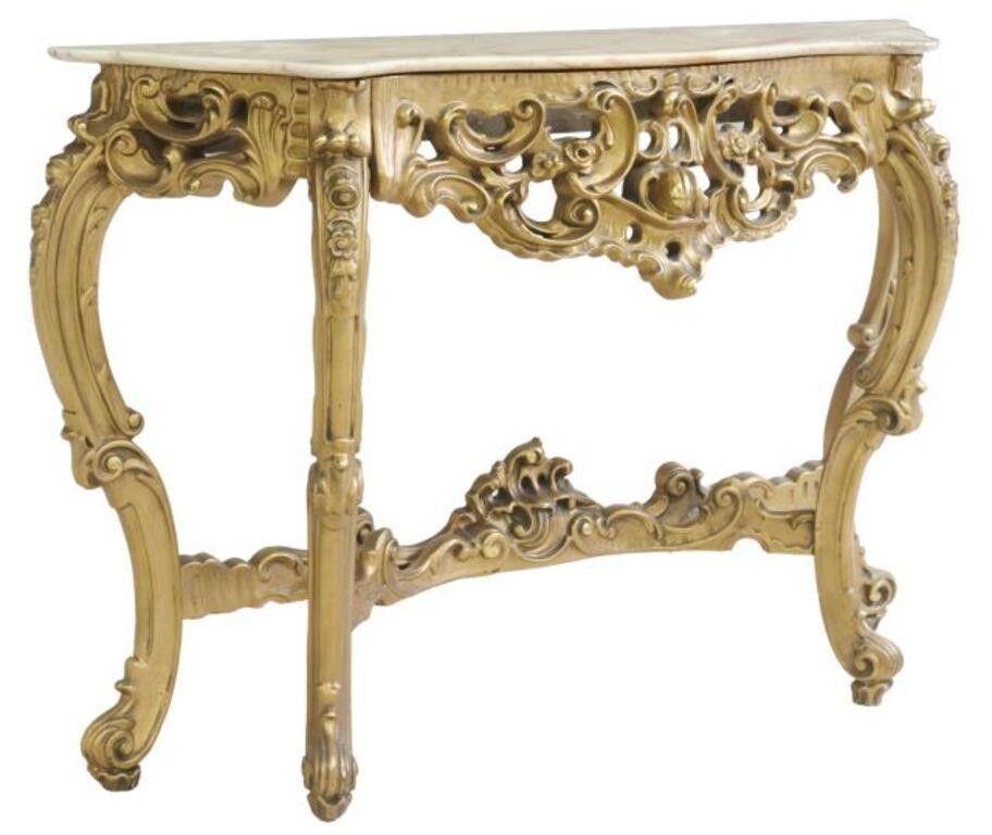 Appraisal: Louis XV style giltwood console table th c having marble