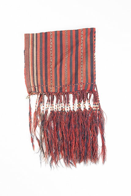 Appraisal: A TURKOMAN FLAT WOVEN ANIMAL TRAPPING with horizontal banded decoration