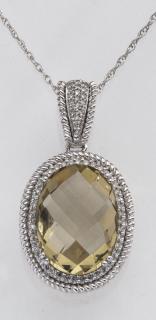 Appraisal: Diamond lime quartz k pendant necklace l Diamond lime quartz