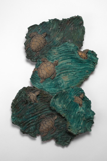 Appraisal: Lisa Jordy American Louisiana th Century Turtles Swimming weighty polychromed