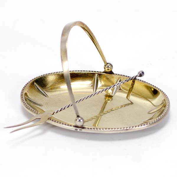 Appraisal: Russian Silver Kremlin Tableware gilt basket shaped serving dish USSR