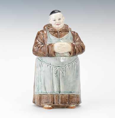 Appraisal: Bernard Bloch Majolica Monk Figural Humidor Ceramic figural with polychrome