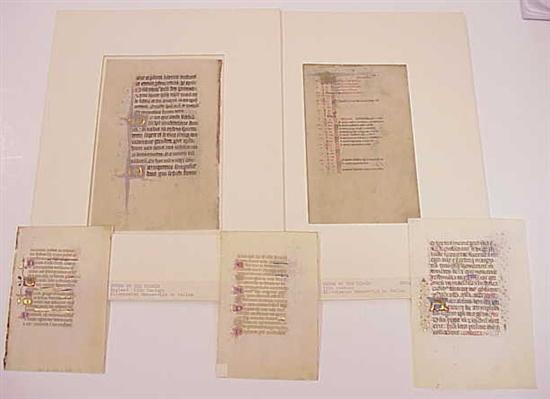 Appraisal: Four illuminated manuscript leaves on vellum European late middle ages