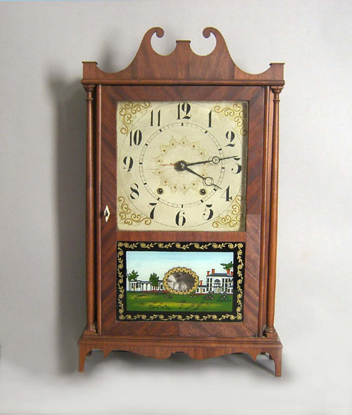 Appraisal: E Terry Sons Federal mahogany pillar and scroll clock h