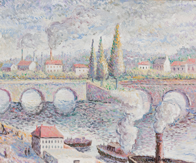 Appraisal: H CLAUDE PISSARO FRENCH born Upstream on the Seine oil