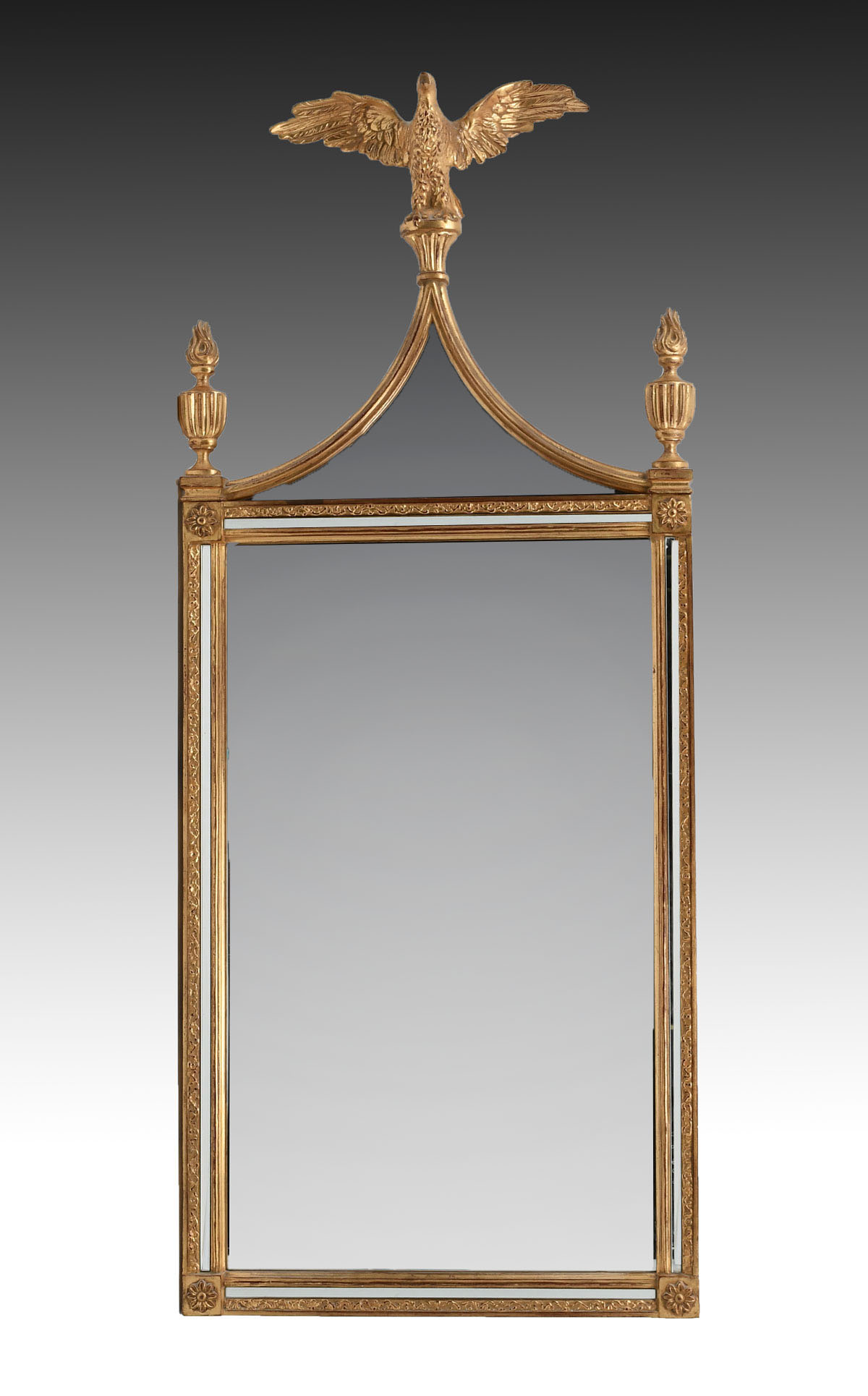 Appraisal: CARVED GILT BELGIAN EAGLE MIRROR Carved floral frame with floral