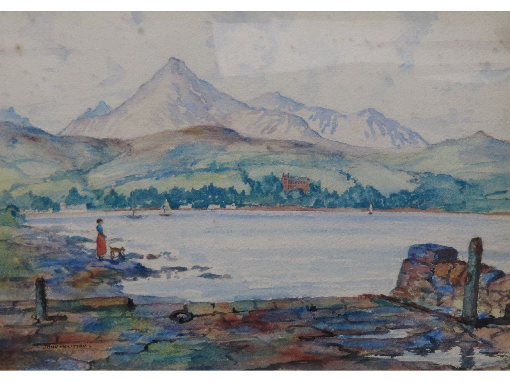 Appraisal: JOHN HOUSTON Watercolour 'Arran' signed