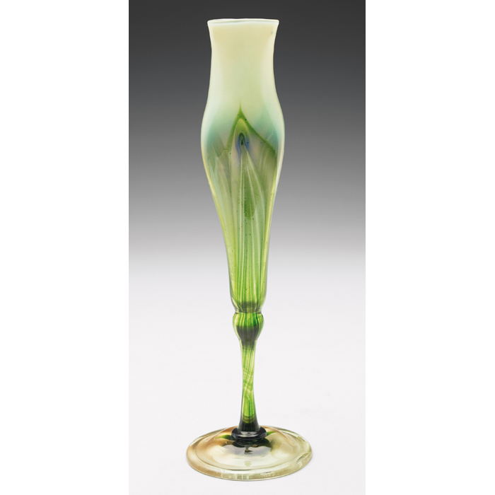 Appraisal: Fine L C Tiffany vase floriform with a green pulled