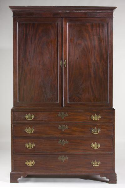 Appraisal: New York Chippendale Mahogany Linen Press late th century poplar