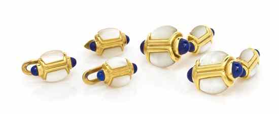 Appraisal: An Karat Yellow Gold Mother of Pearl and Lapis Lazuli