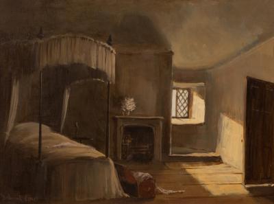 Appraisal: Deborah Jones - Bedroom Scene signed oil on board cm