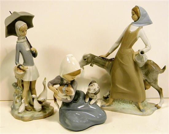 Appraisal: Three Lladro figurines including ''C- N'' the ''Girl Holding the