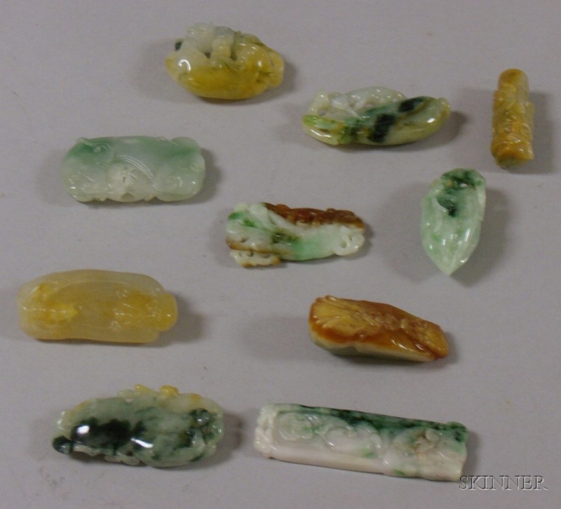 Appraisal: Ten Assorted Carved Jade Pendants and Other Items of various