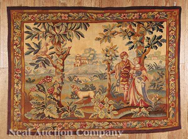 Appraisal: An Antique French or Flemish Verdure Tapestry genre scene of