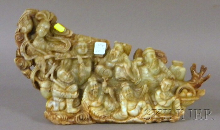 Appraisal: Asian Carved Soapstone Figural Group ht lg in