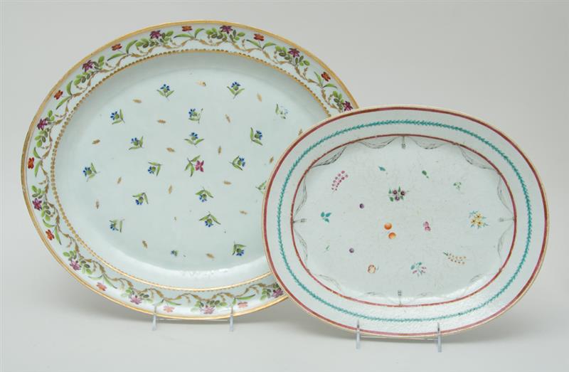 Appraisal: CHINESE EXPORT PORCELAIN FAMILLE ROSE OVAL PLATTER AND ANOTHER PLATTER