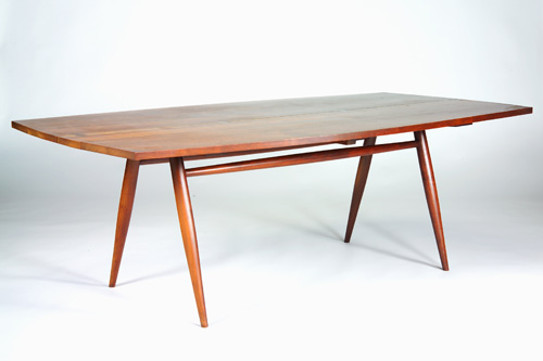 Appraisal: GEORGE NAKASHIMA Slab coffee table with freeform burl walnut top