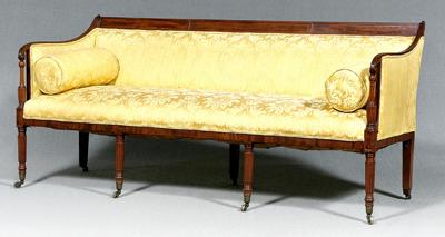 Appraisal: Rare Virginia Federal mahogany sofa reeded tablet back scrolled arms