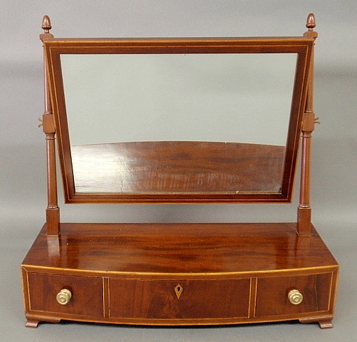 Appraisal: - Hepplewhite inlaid mahogany bow-front shaving stand c h x