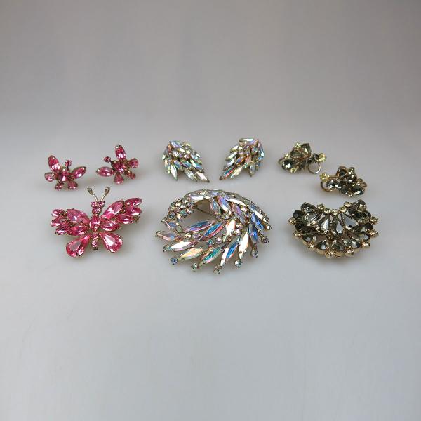 Appraisal: Three Sherman Gold Tone Metal Brooches And Clip Earrings set