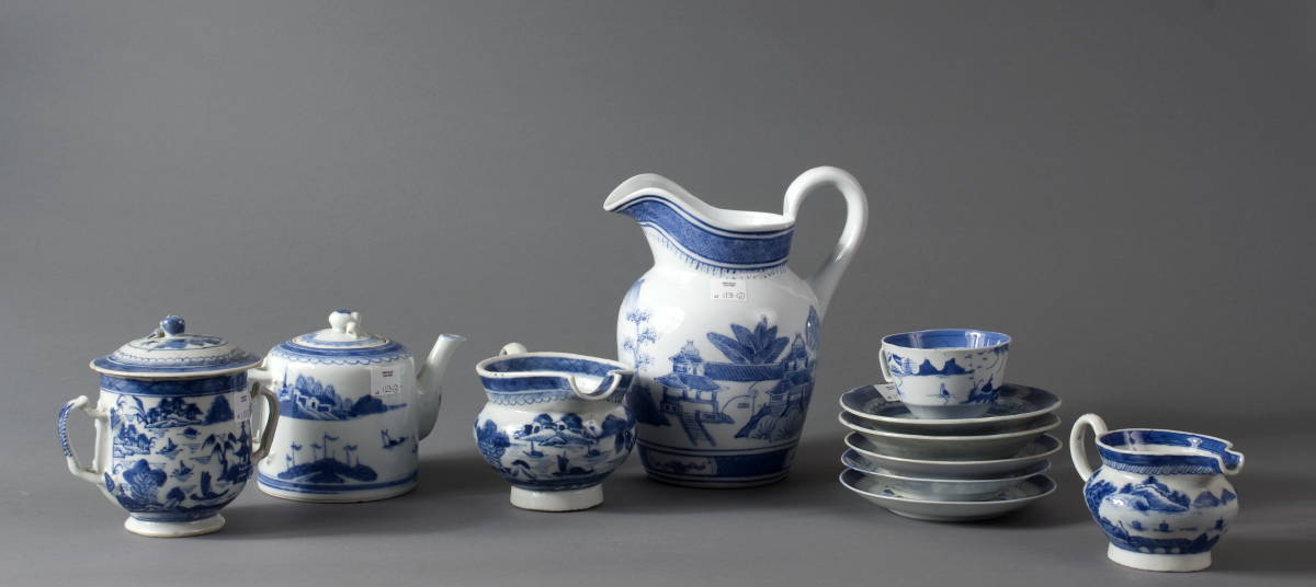 Appraisal: GROUP OF CANTON BLUE AND WHITE PORCELAIN TEA WARES Together