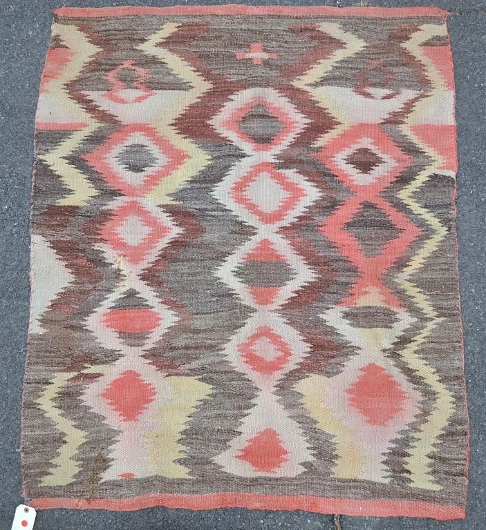 Appraisal: Navajo Eye Dazzler Rug wear fading stains bleed losses repairs