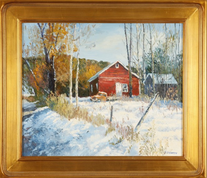 Appraisal: Snow in Vermont oil on canvas x SLR R Overpeck