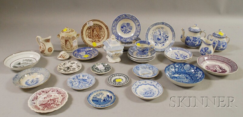 Appraisal: Thirty-three Pieces of English Children's and Small Transfer-decorated Staffordshire Tableware